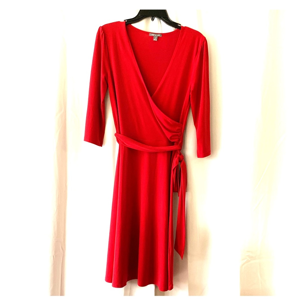 Hot RED! APT 9 Wrap Dress W/ Belt Sz M